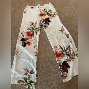 New York & Company Floral Wide Leg Pants - White and Red